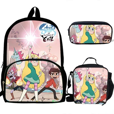 3PS Customized Cartoon star vs the forces of evil Print Backpack For Girls Boys Schoolbag Children Luch Bag Kids pencil bag