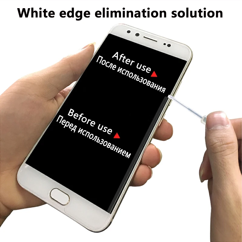 10PCS 2.5D arc edge phone Toughened glass film white liquid oil removing filler, film sticking tool, white edge repairing liquid