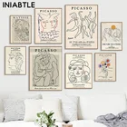 Художественные плакаты и принты на стену в стиле ретро Пикассо Матисс абстрактные картины на холсте с цветочным рисунком для девочек для декора дома в гостиной