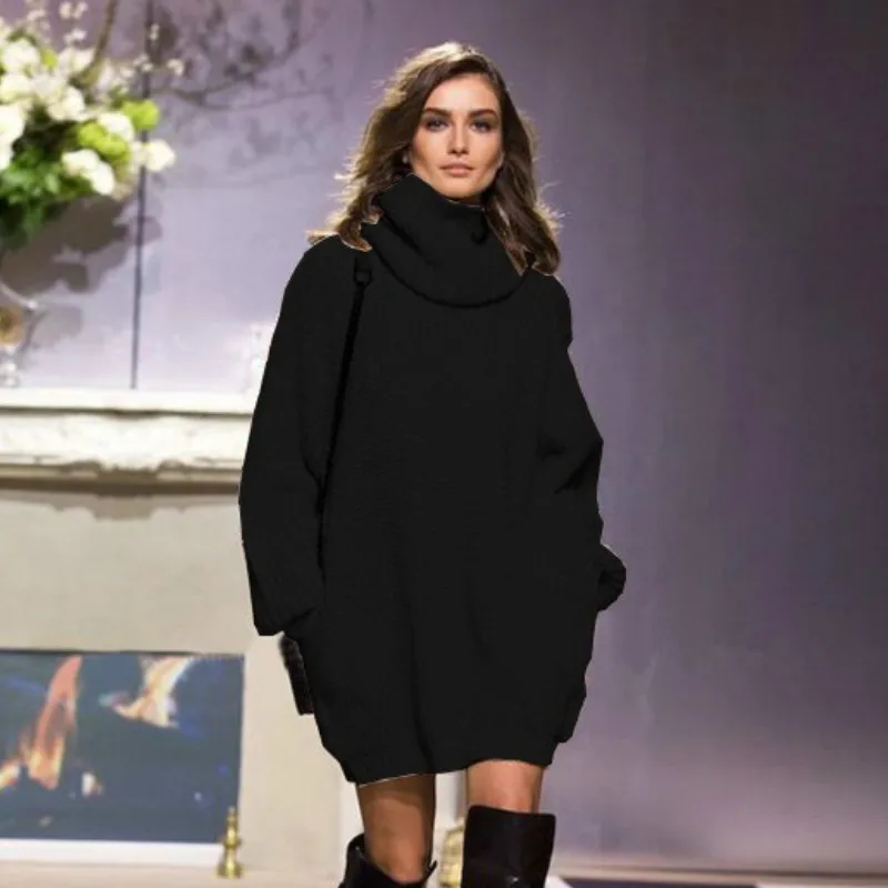 2022 новый длинный свитер с высоким воротом женский осенне-зимний вязаный джемпер