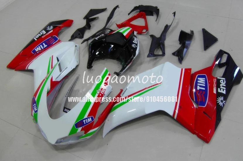 

ABS Injection Fairings Kit for red white green Ducati 848 1098 1198 2007 2008 2009 2010 2011 Body kits 07 08 09 10 11 bodywork