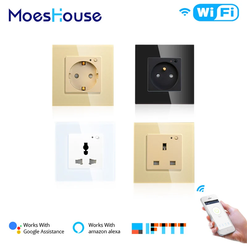Умная настенная розетка с Wi Fi стеклянная панель дистанционным управлением через