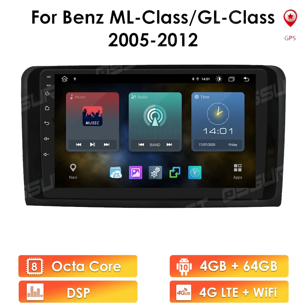 Автомагнитола на Android 10 стерео система для Mercedes Benz M Class W164 GL X164 ML ML350 ML500 GL320 4G LTE с GPS