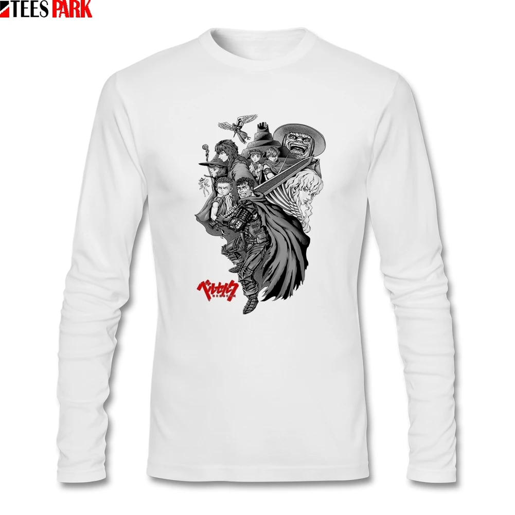 Anime Berserk T Shirts Men Funny 100% Cotton Long Sleeve T-shirt Male Clothing Top Printed Tshirt For Adult | Мужская одежда