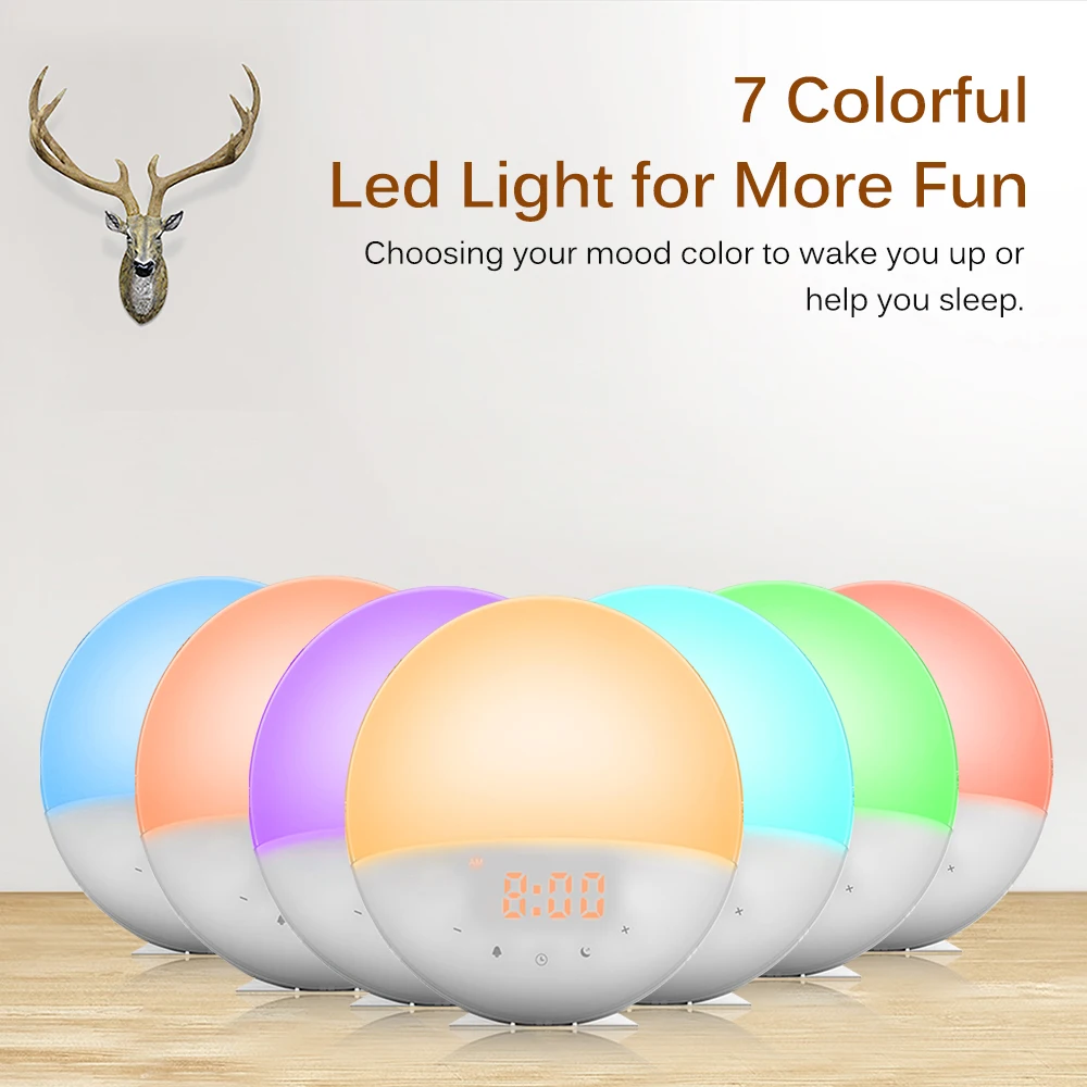 Будильник Wake Up Light цифровой будильник природа ночник часы Sunrise Sunset прикроватный