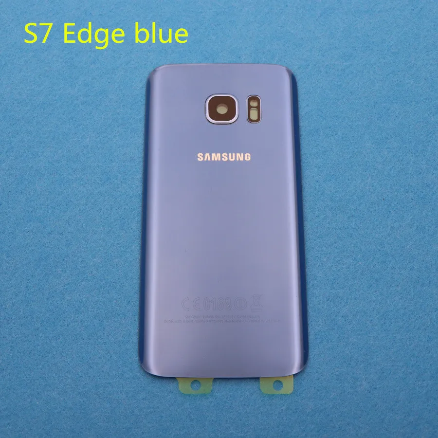 S7 Edge blue Новая задняя панель стеклянная задняя крышка батарейного отсека для samsung Galaxy S7 G930 G930F G930FD S7 Edge G935 G935F G935FD+ наклейки объектив камеры - Цвет: S7 Edge blue