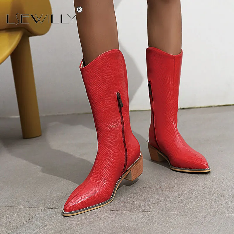 

Lsewilly/черные сапоги до середины икры, большие размеры 34-47 женская зимняя элегантная обувь со складками на высоком каблуке с острым носком Жен...