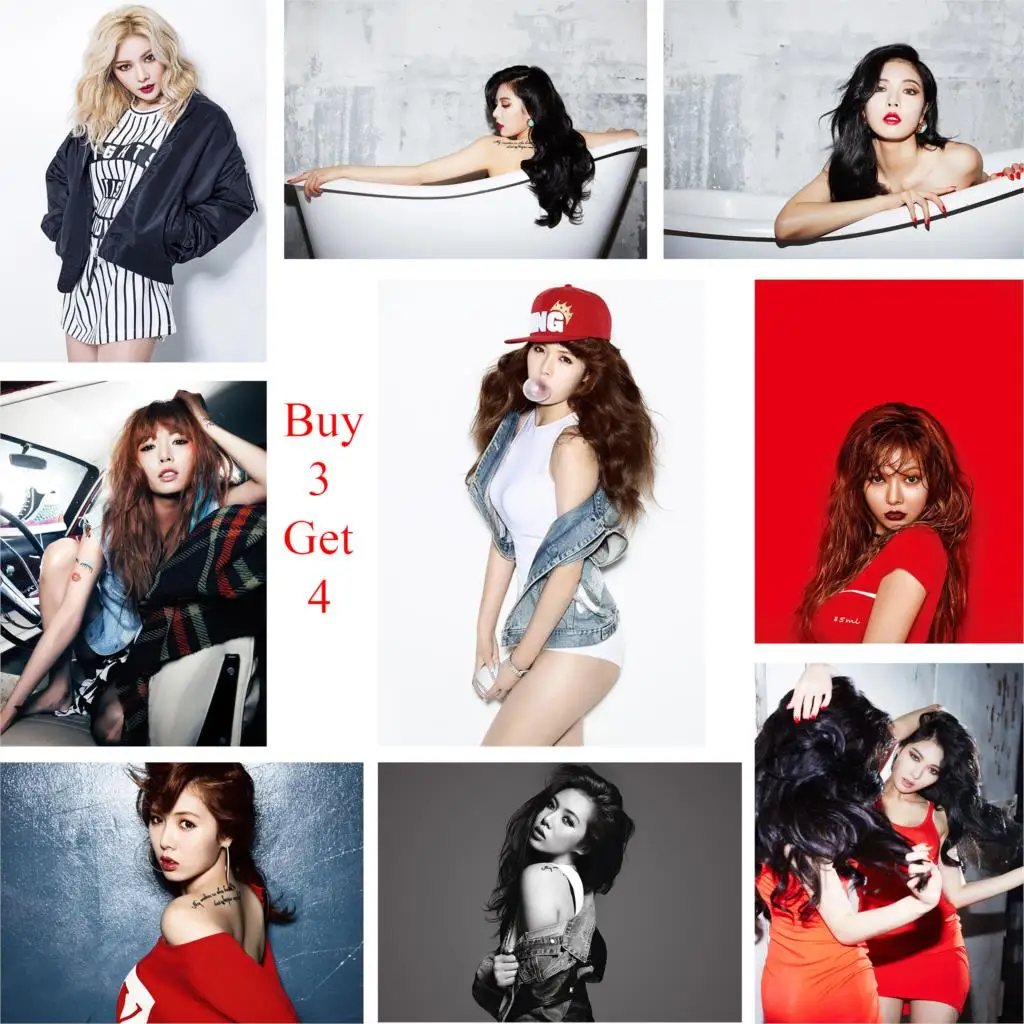 Постеры Hyuna Kpop Soloist со сменными пузырями популярные бумажные наклейки HD украшения