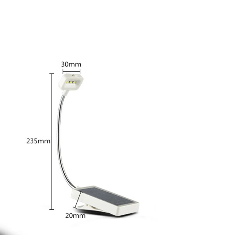 

Solar Energy and USB Recharging Reading Light with Battery Eye-care Book Light Flexible Clip Reading Lamp in Bed and Portable