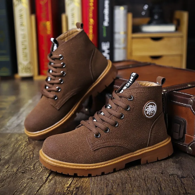 Детские ботинки мартинсы для мальчиков и девочек теплые кожаные модные в