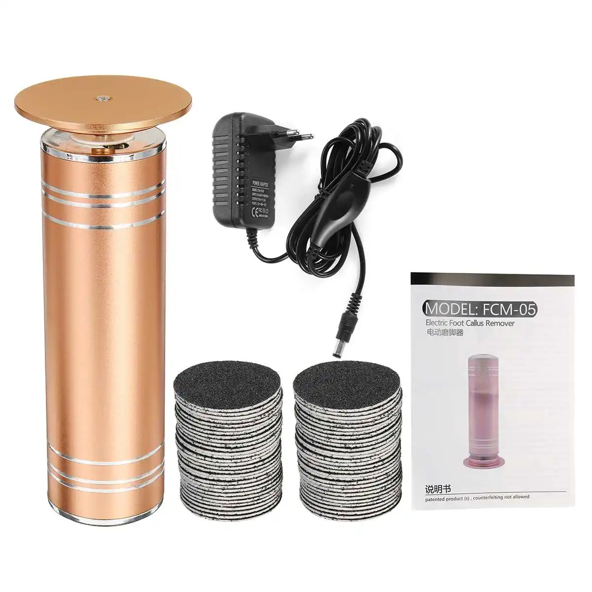 

1000rpm Electric Foot File Callus Remover Foot Care Tool with 60pcs Replacement Sandpaper Disks Remove Heel Dry Dead Skin Tools