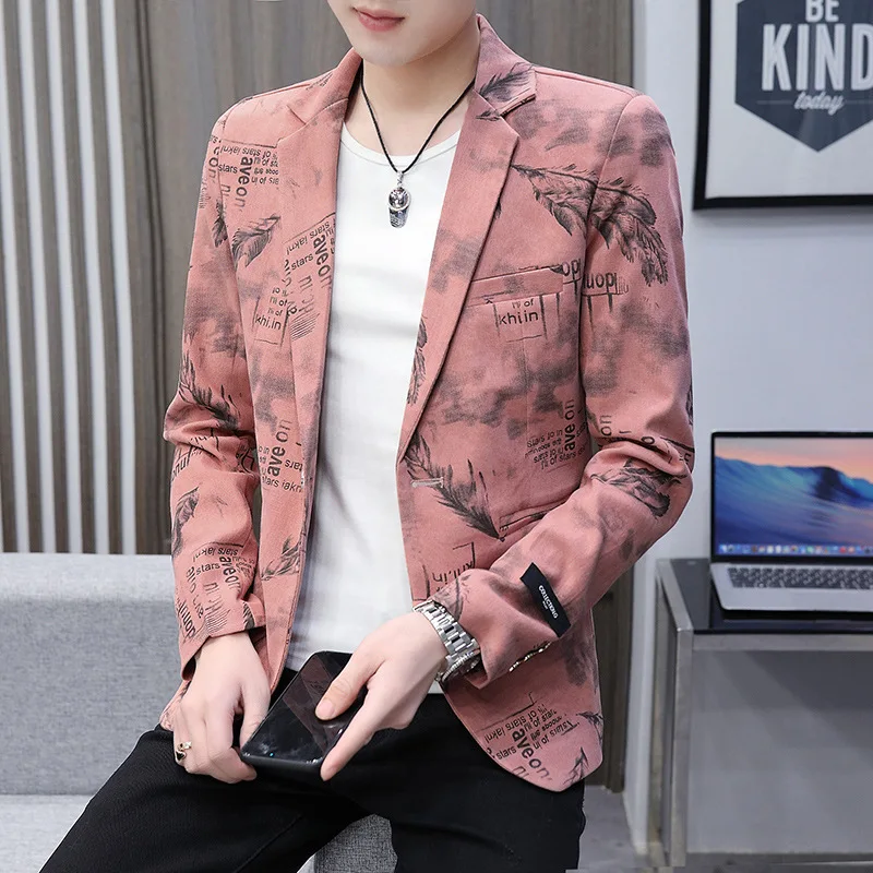 

Мужской осенний облегающий блейзер с индивидуальным принтом, новая модель 2022