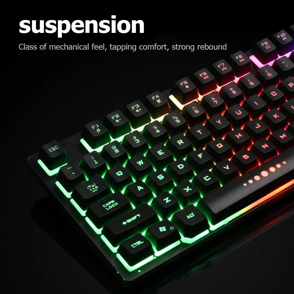 K87 USB Wired Mechanical Feel Keyboard Gaming PC with RGB 3 Color Backlight 87 Keycaps Keyboards | Компьютеры и офис