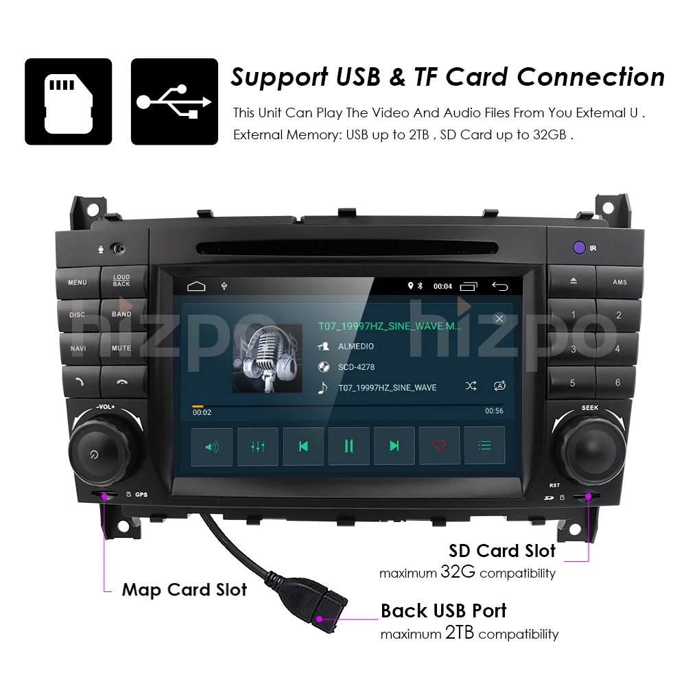 2 грамма Android9.0 2DIN CarDVD gps для Mercedes/Benz W203 W209 W219 a-класс A160 c-класс C180 C200 CLK200 Радио стерео 4G wifi DTV