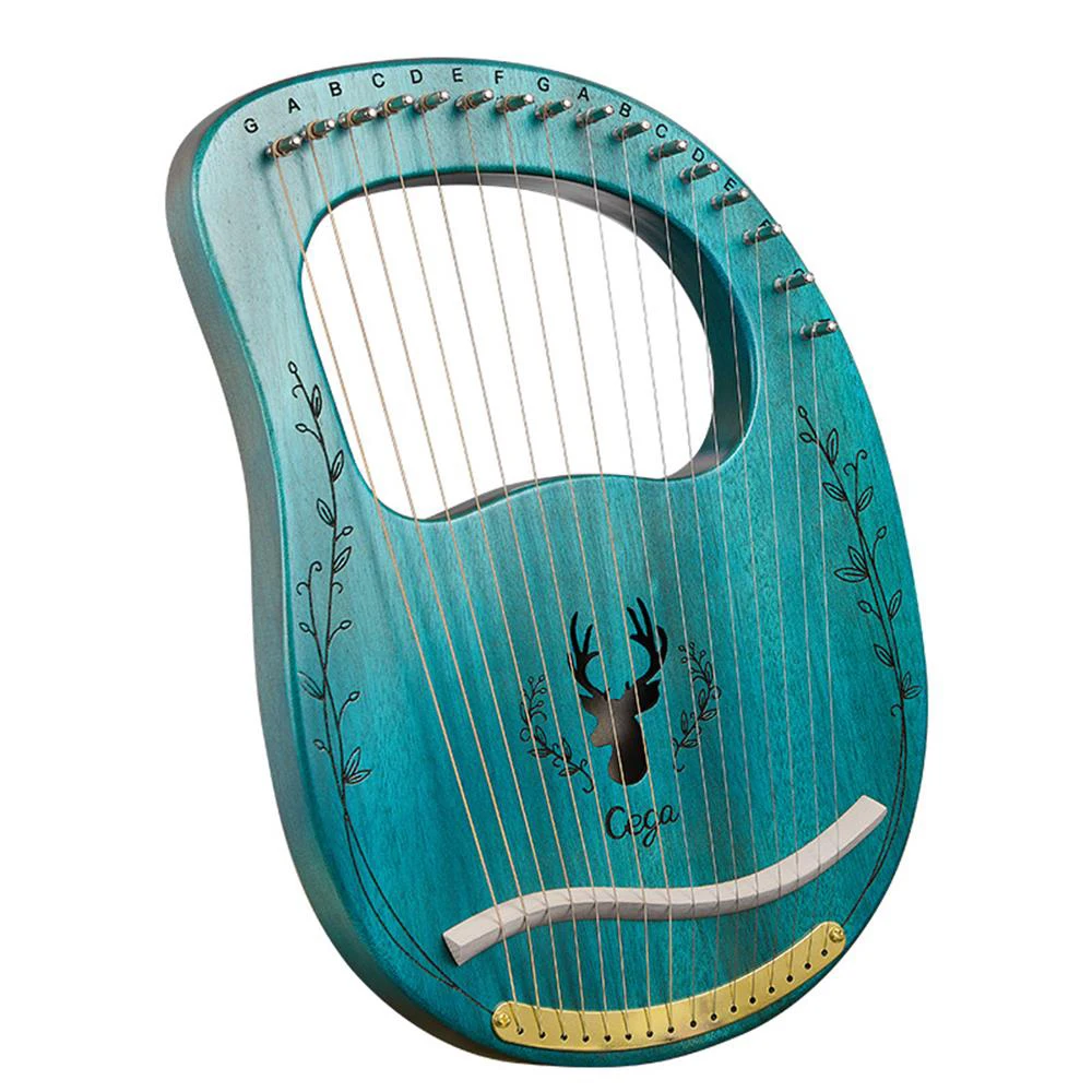 

Muslady 16 струн модернизированная Lyre Harp портативная твердая древесина Harp струна музыкальный инструмент с тюнинговым ключом прозрачный синий