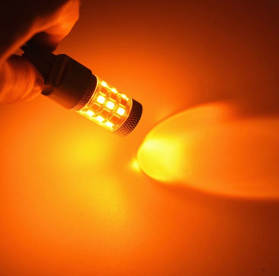 

2PC T20 W21 Dual Color Switchback LED White/Amber Front Turn Signal Parking Light Bulbs Lamp DC Parking Leds Rear Lights