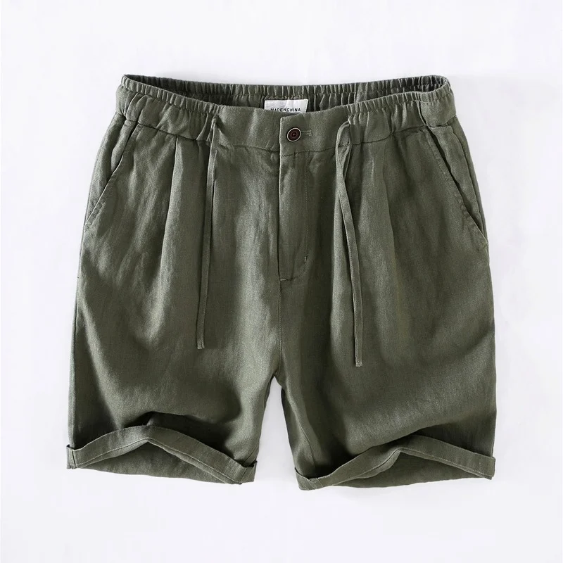 

Мужская одежда 2021 Летние повседневные тонкие мужские однотонные льняные шорты модные городские мужские пляжные брюки