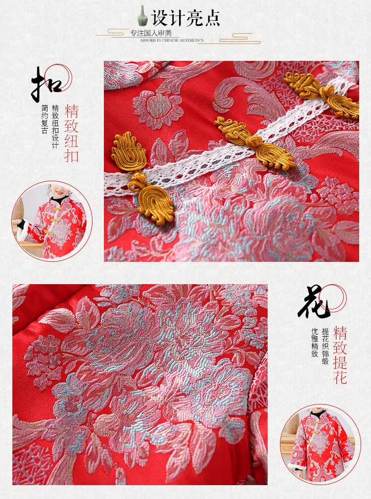 Зимняя одежда Tang для девочек платье в китайском стиле детское плотное теплое