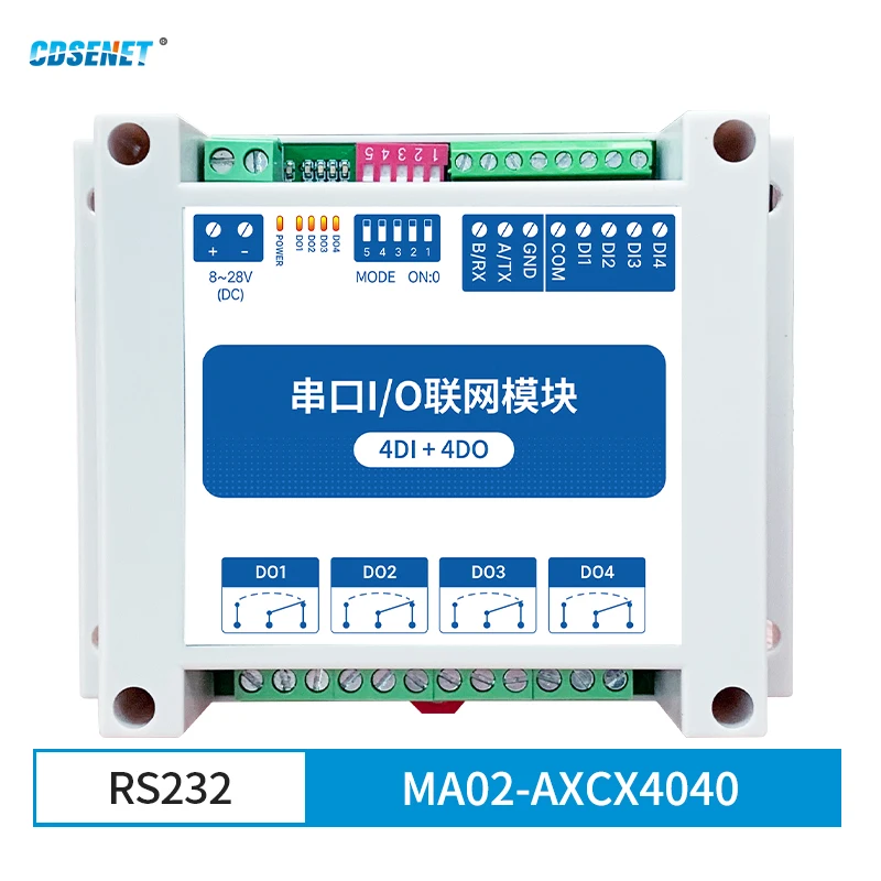 ModBus RTU серийный модуль ввода-вывода RS232 Интерфейс 4DI + 4DO 4 цифровых данных CDSENET