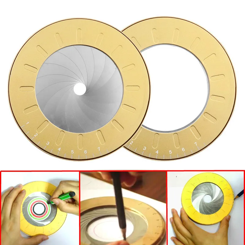 

Steel Plotting Compass Adjustable Drawing Ruler Creative Drafting Circle Tool Round Measurements Tools for Woodworking