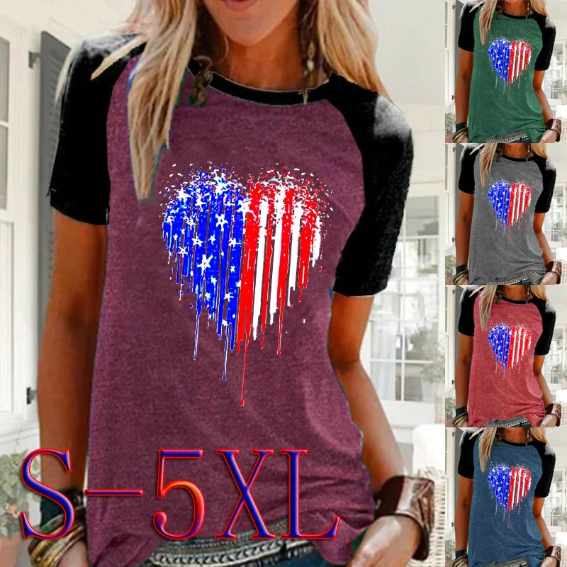 

Женская футболка с круглым вырезом, коротким рукавом и принтом