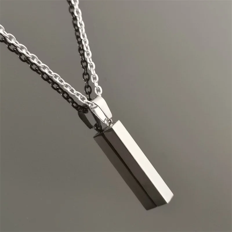 

Fashion Rectangle Men Pendant Necklace Classic Stainless Steel Trendy Chain Necklace For Men Jewelry Gift