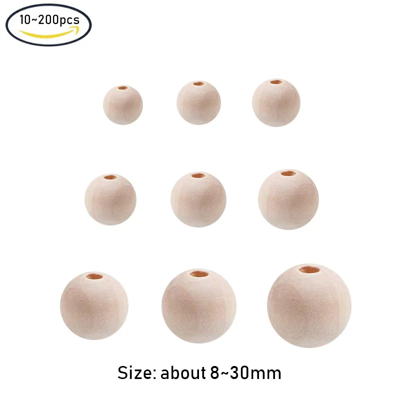 

10~200PCS Natural Unfinished Wood Spacer Beads 8~30mm for fashion jewelry