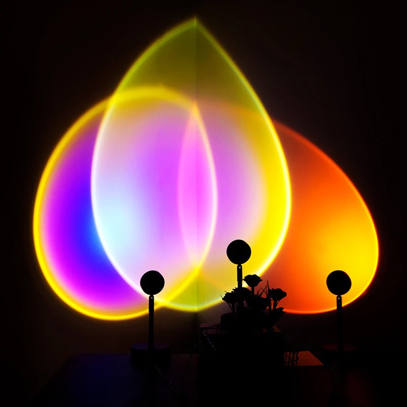 

Sunset Projector Lamp Led Night Light Home Rainbow Colorful Atmosphere Wall Decoration USB Table Lamp Room Fixture Photo Props