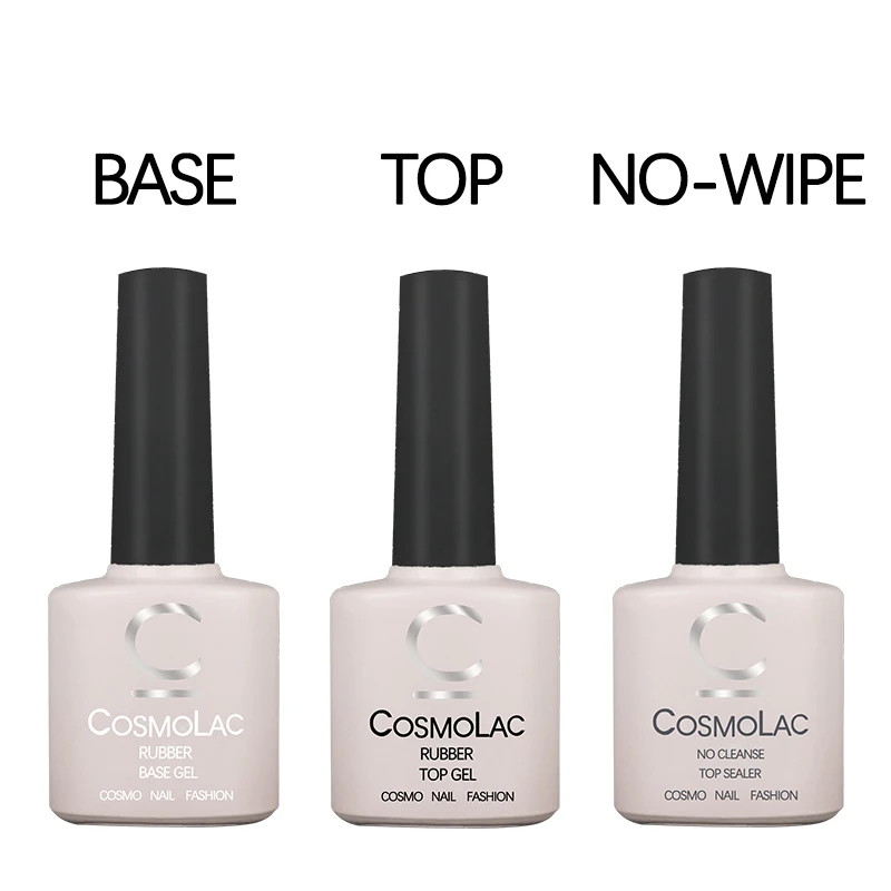 

COSMOLAC Base and Top Coat for Gel Polish Set 7.5ml Semi-permanent Gel Varnishes Kit Rubber Base Nail uv Manicure Primer Nails