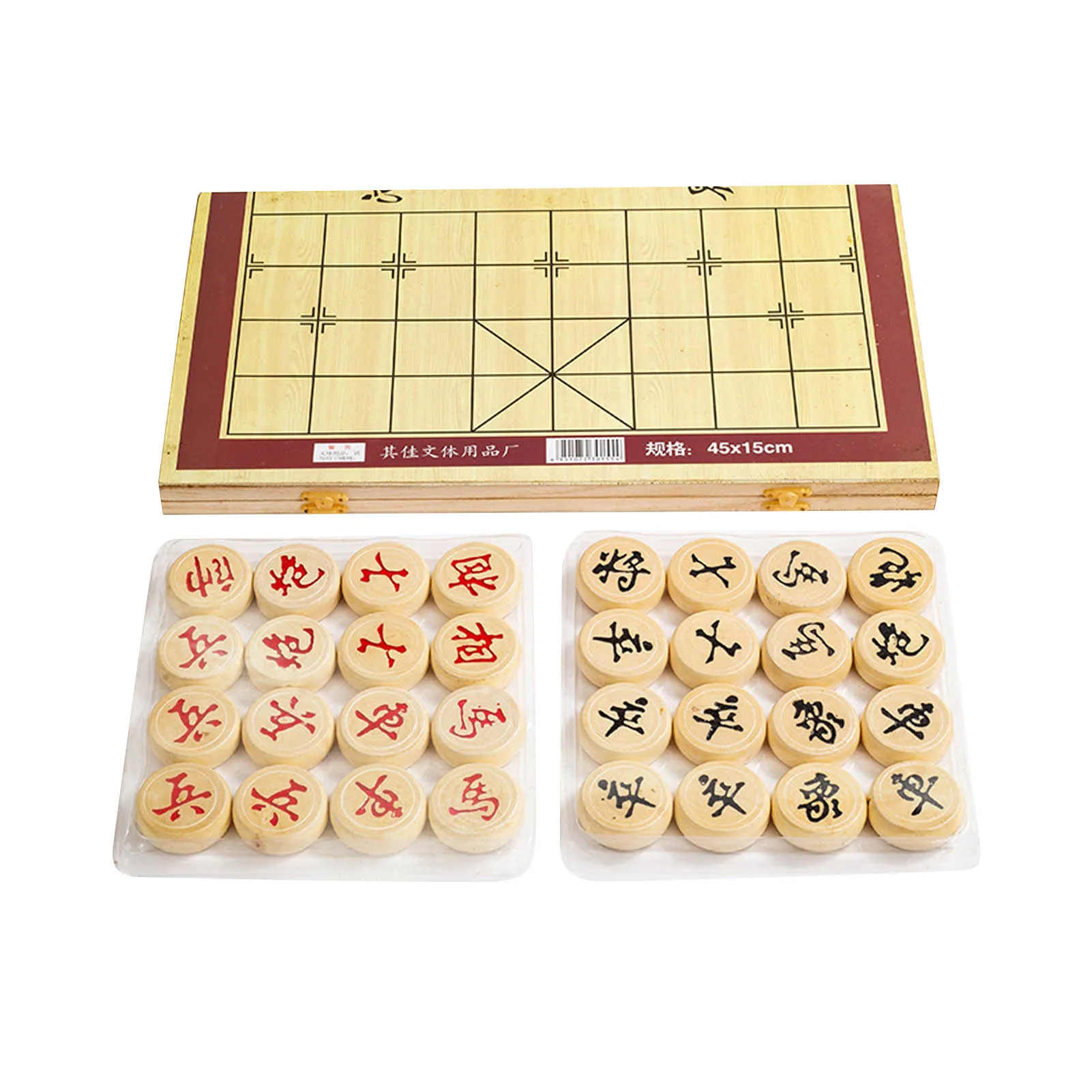 

Chinese Chess10x30cm Portable Foldable Wooden Traditional Travel Chess Board Game Set Kids Gift Funny Sports Entertainment
