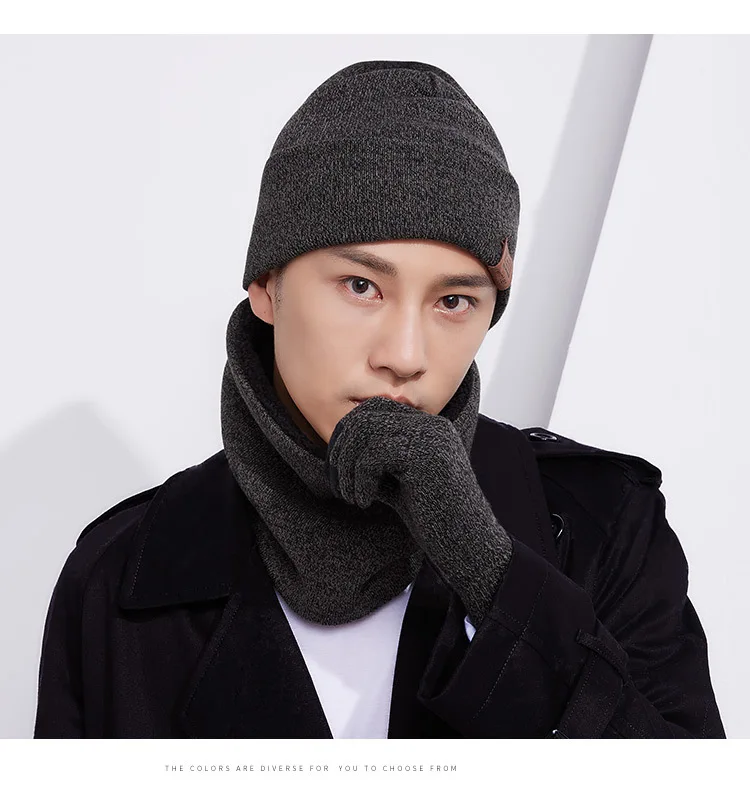

Women Scarf Hat Gloves Set Three-Piece Winter windproof Thick Warm Set Female Hats Scarves Men Women Couple Unisex Drop Shipping