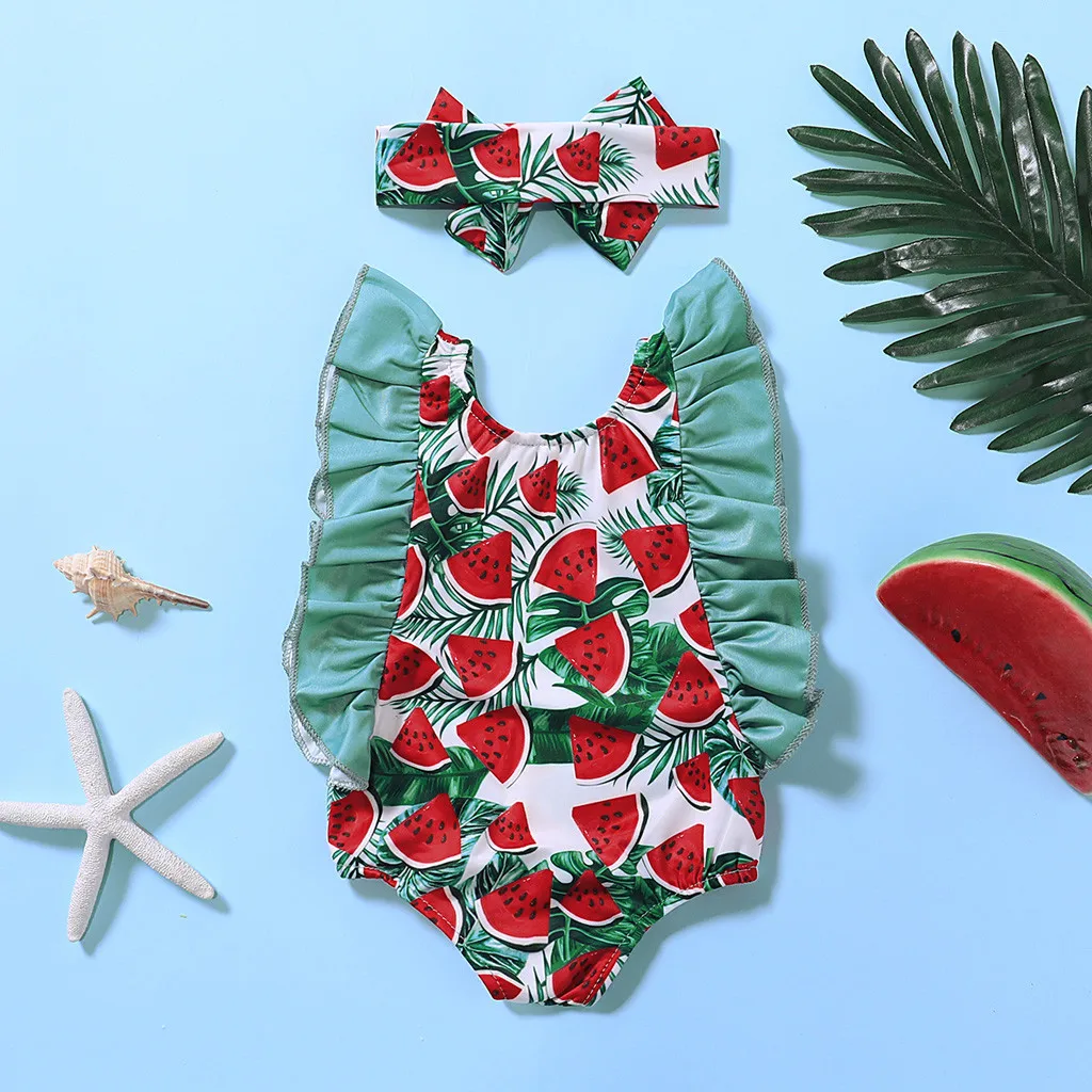 Слитный купальник для маленьких девочек летний купальный костюм с оборками и