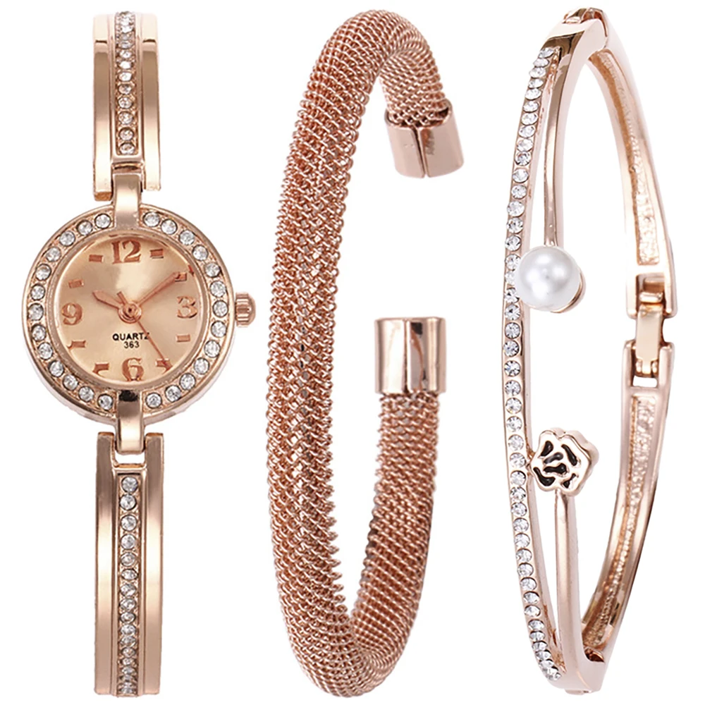 Модные стальные часы с ремешком со стразами набор для женщин ювелирные изделия и