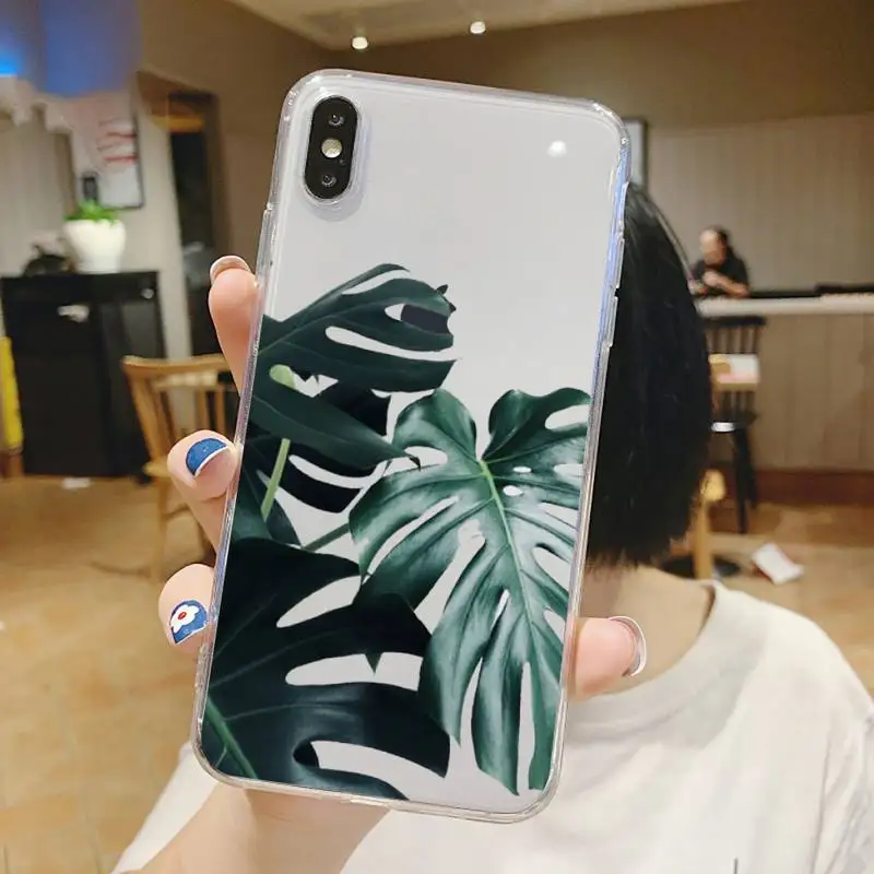 

Vintage Banana Leaves pattern Phone Case Transparent soft For iphone 5 5s 5c se 6 6s 7 8 11 12 plus mini x xs xr pro max
