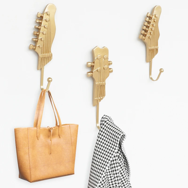 

3Pcs/Set Creative Guitar Shaped Hooks Rack Hangers for Hanging Clothes Coats Keys Hats Metal Resin Hooks Wall Mounted Decoration