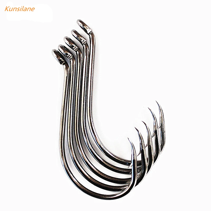 50 шт. рыболовные крючки черные офсетные с осьминог клюв для соленой воды снасти