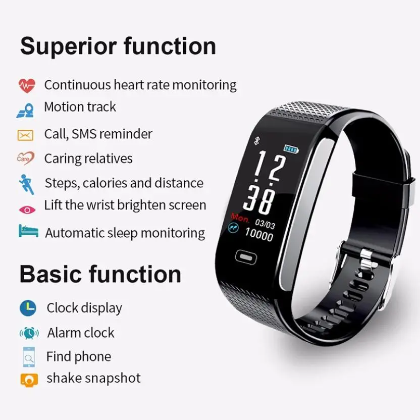 

CK18S Smart Bracelet With Pressure Measurement Fitness Bracelet IP67 Waterproof Pedometer Sport Smart Wristband Clock Smartband