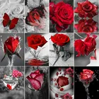 5D полностью своими руками алмазная живопись красная роза активного образа жизни, с цветочным рисунком; Цвет черный и белый Алмазная мозаика вышивка пейзажа крестиком Арт Декор для дома