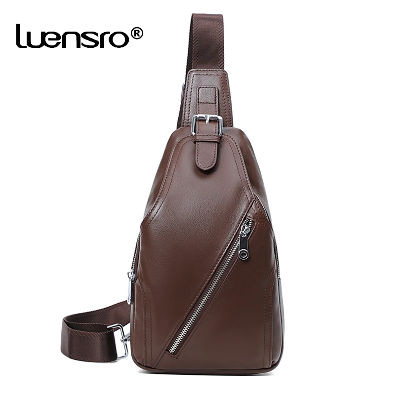 

Мужская нагрудная сумка из воловьей кожи, модная повседневная Сумочка через плечо из натуральной кожи, водонепроницаемые мессенджеры