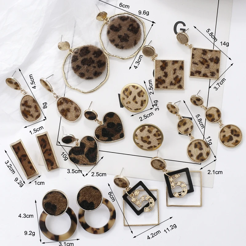 Женские леопардовые висячие серьги AENSOA винтажные длинные серьги-подвески