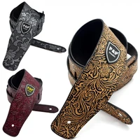 guitar strap adjustable pu leather embossed guitar strap for guitar bass 4 colors optional