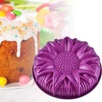 10 inch round sunflower silicone birthday cake baking pans handmade bread loaf pizza toast tray silicone cake baking molds