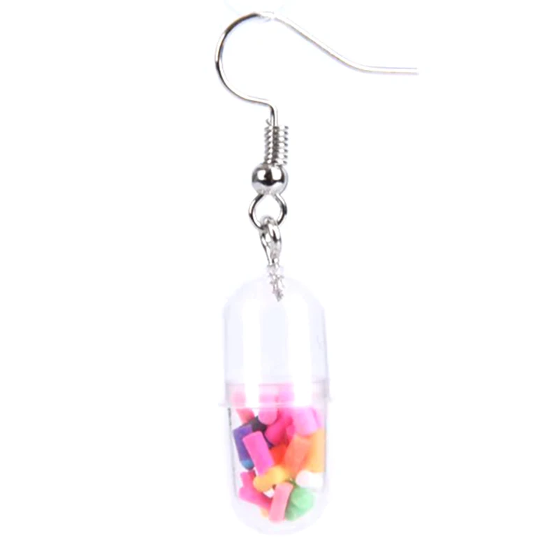 1 Pair Creative Transparent Lady Colorful Capsules Drop Dangle Earrings Jewelry Accessories Fashion | Украшения и аксессуары