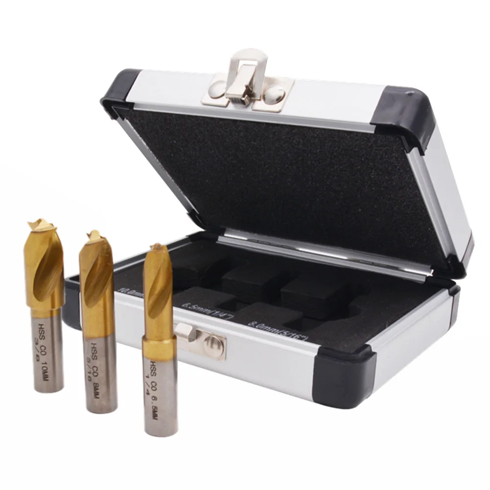 

3pcs Tools Removable High Speed With Box Titanium Air Size Marking Flat Shaft Coating Cutter Drill Bit Spot Weld HSCO Cobalt