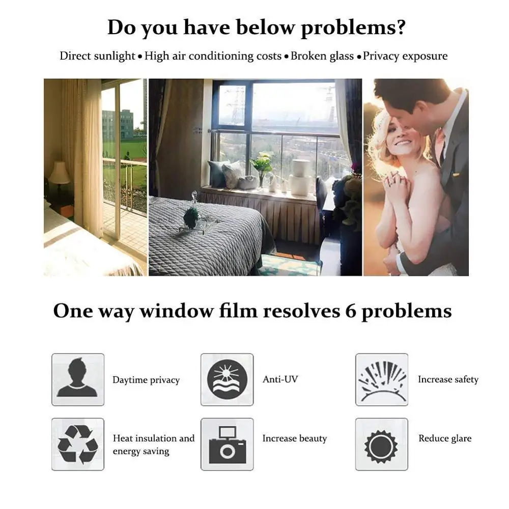 400CM Long One Way Mirrored Window Film Waterproof Silver Insulation Stickers UV Rejection Privacy Windom Tint Films | Дом и сад