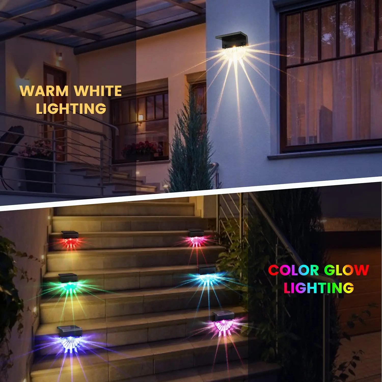 

Solar Deck Lights for Patio, Stairs,Yard, Garden Pathway, Step and Fences, 10 Lumens, Warm White/Color Changing Lighting