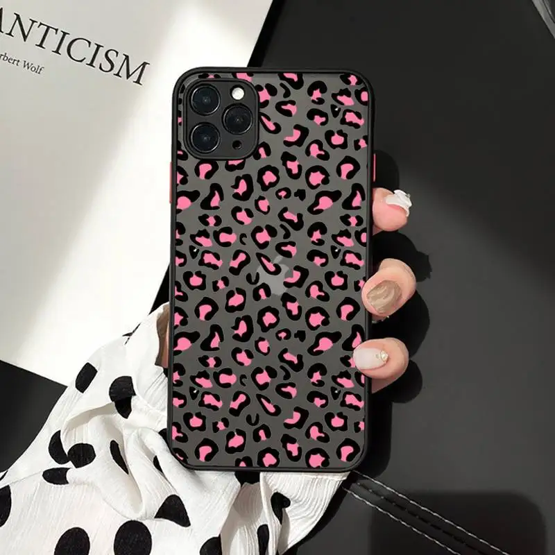 

Fashion Leopard Pattern Phone Case matte transparent For iphone 7 8 11 12 plus mini x xs xr pro max cover high quality