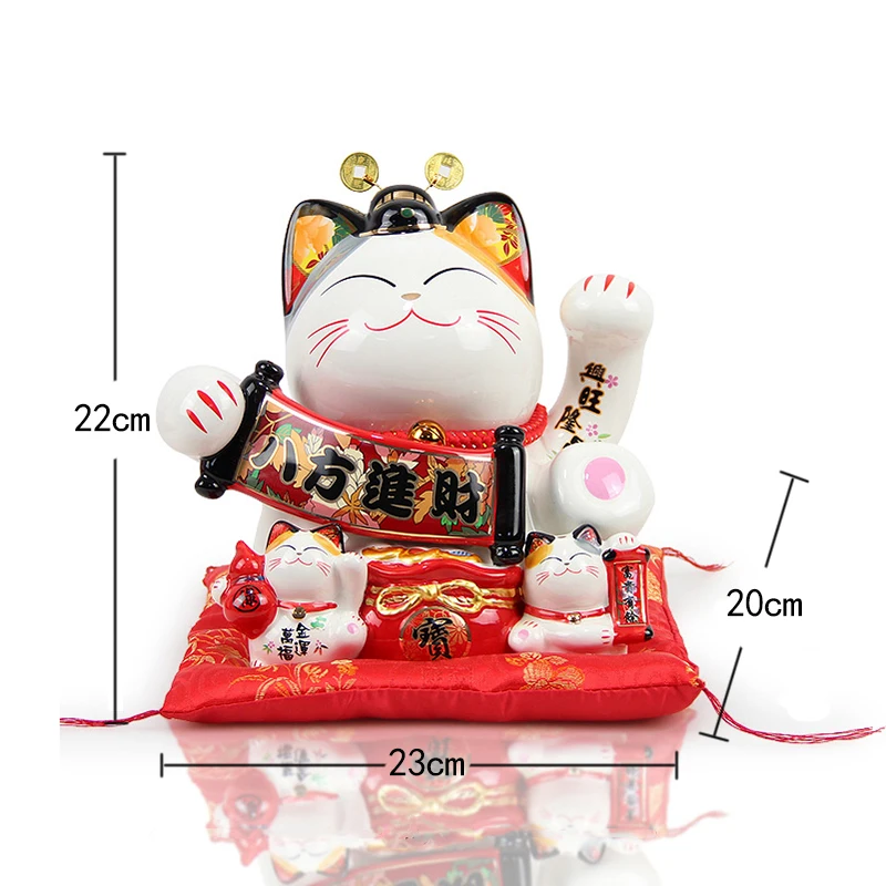9 inch Ceramic Maneki Neko Coin Box Lucky Cat Ornament Home Decoration Feng Shui Figurine Platus | Figurines & Miniatures