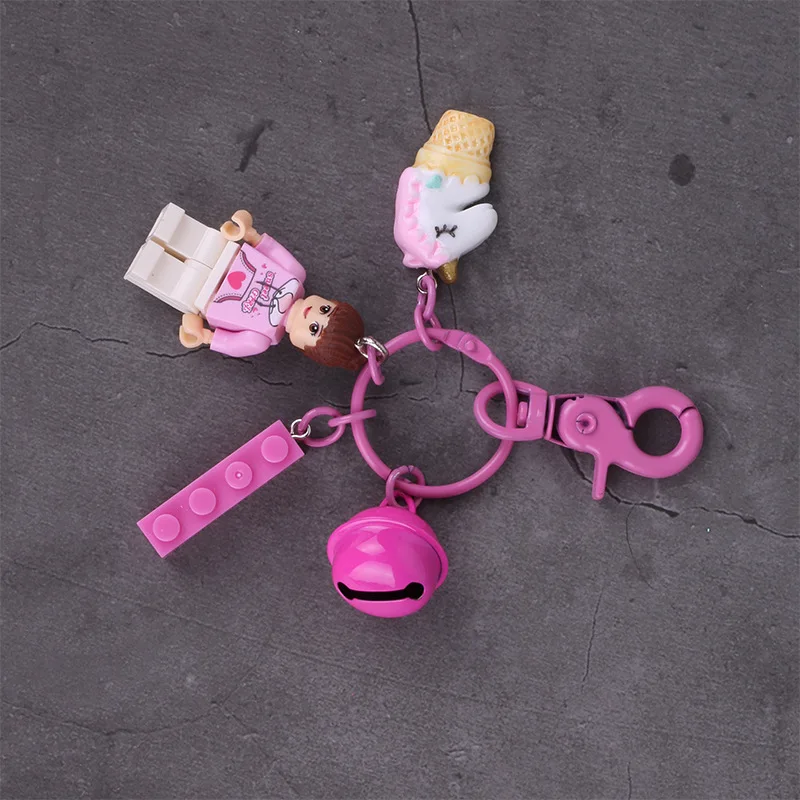 Креативная цепочка для ключей с басами и лайтером строительный блок мультяшный