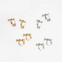 10 pairs diy ear clip converter brass screw ear clip earring settings rotate pads for no pierced ears earring making accessories